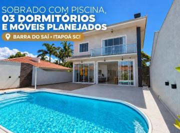 Casa · 208m² · 3 Quartos · Sobrado com piscina, 03 dormitórios e móveis planejados na Barra do Saí em Itapoá SC!