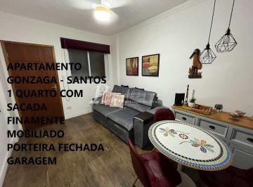 Apartamento · 1 Quarto · 1 Vaga · Apartamento com 1 quarto, vista mar, garagem, Gonzaga, Santos