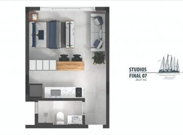 Planta humanizada final 7 - est dio (imagem ilustrativa - mobili rio e decora o n o inclu dos) · Apartamento 1 quarto José Mendes Florianópolis Veleiros Sky