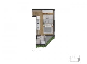 Planta humanizada est dio final 2 - imagem ilustrativa, mobili rio n o inclu do · Apartamento 1 quarto Centro Florianópolis Pace Studios