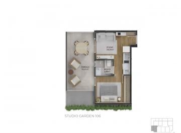 Planta humanizada garden final 6 - imagem ilustrativa, mobili rio n o inclu do · Apartamento 1 quarto Centro Florianópolis Pace Studios