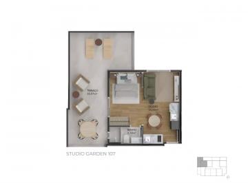Planta humanizada garden final 7 - imagem ilustrativa, mobili rio n o inclu do · Apartamento 1 quarto Centro Florianópolis Pace Studios