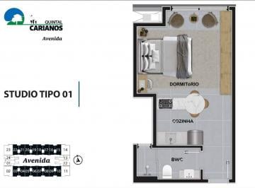Planta humanizada final 3 - est dio (imagem ilustrativa - mobili rio e decora o n o inclu dos) · Apartamento 1 quarto Carianos Florianópolis Quintal Carianos - Avenida