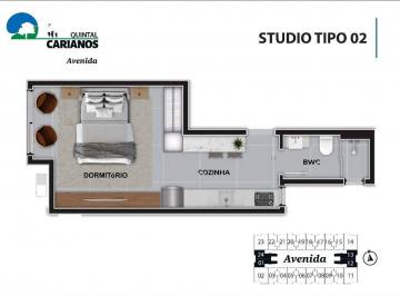 Planta humanizada final 24 - est dio (imagem ilustrativa - mobili rio e decora  o n o inclu dos) · Apartamento 1 quarto em Carianos, Florianópolis | Quintal Carianos - Avenida