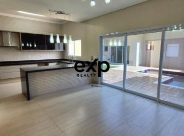 Casa · 360m² · 4 Quartos · 4 Vagas · Casa em condomínio de alto padrão com 4 suites (1 no térreo) piscina, gourmet, 2 escritórios - venha