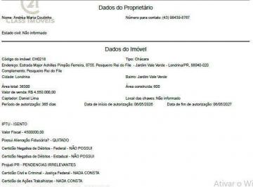 Rural · 600m² · 2 Quartos · Chácara à venda em Londrina, Limoeiro, com 2 quartos, com 36300 m²