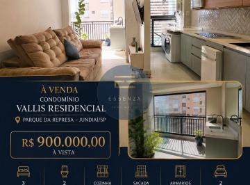 Apartamento · 88m² · 3 Quartos · 2 Vagas · Condomínio Vallis Residencial Jundiaí - Apartamento Padrão a Venda no Condomínio Vallis Residencial