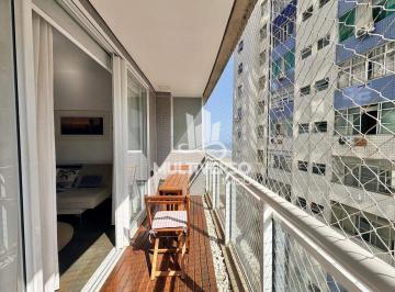 Apartamento · 45m² · 1 Quarto · 1 Vaga · Apartamento studio 1 dormitorio com varanda vista lateral mar lazer completo frente praia Pompéia em
