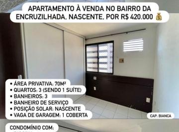 Apartamento · 70m² · 3 Quartos · 1 Vaga · 
                                Apartamento à venda, R$ 420 mil, 70 m2, 3 qts, Encruzilhada - Recif