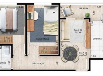 Planta 01 - 2 dorm 41,12m² · Apartamento em Parque Laguna Taboão da Serra SP