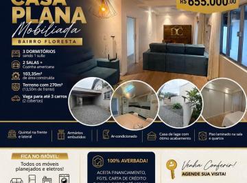 Casa · 103m² · 3 Quartos · 3 Vagas · Casa Térrea 100% AVERBADA no Floresta com 3 quartos