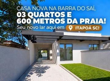 Casa · 87m² · 3 Quartos · 2 Vagas · Casa com 03 dormitórios (01 suíte), face norte e a 600 metros da praia na Barra do Saí em Itapoá SC!