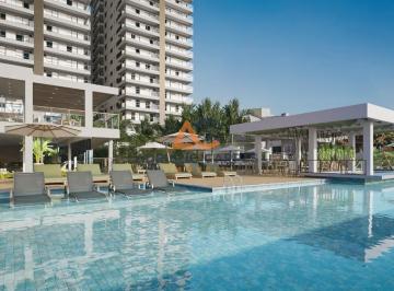 Vista da piscina · Aluguel Anual, Apartamento novo e mobiliado em Balneário Piçarras, Upside Home Club, centro 03 quart
