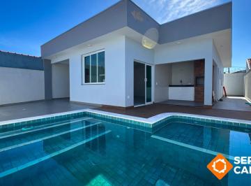 Casa · 124m² · 3 Quartos · 4 Vagas · CASA NOVA NO JARDIM REGINA – APENAS 50M DO MAR! PISCINA E CHURRASQUEIRA