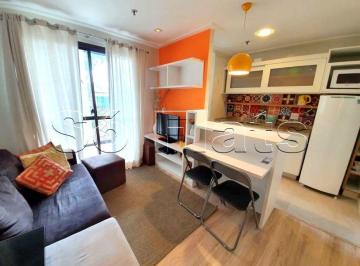 Apartamento · 52m² · 2 Quartos · 1 Vaga · Lindo flat na Vila Olimpia totalmente mobiliado e com 1x dorm localizado ao lado da Av Bandeirantes.