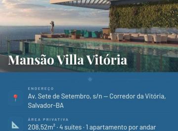 Apartamento de 4 quartos, Salvador · Apartamento novo com 208 m² e 4 quartos à venda no Corredor da Vitória.