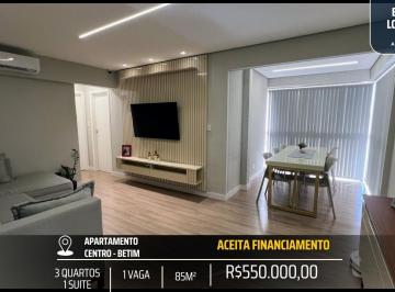 Apartamento · 85m² · 3 Quartos · 1 Vaga · APARTAMENTO NO CENTRO DE BETIM - FINO ACABAMENTO E EXCELENTE LOCALIZAÇÃO