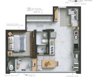 Apartamento · 50m² · 1 Quarto · 1 Vaga · Apartamento para venda em Jardim Das Colinas de 50.00m² com 1 Quarto, 1 Suite e 1 Garagem