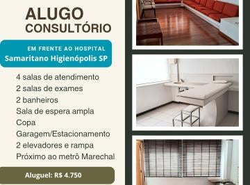 Comercial de 4 quartos, São Paulo · Alugo Consultório em Frente ao Hospital Samaritano – Higienópolis – SP