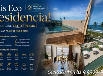 Apartamento de 2 quartos, Ipojuca · APARTAMENTO À VENDA NO CAIS ECO RESIDENCIA BEIRA MAR PRAIA DE MURO ALTO-IPOJUCA/PE