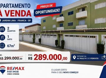 Apartamento · 67m² · 2 Quartos · Apartamento com 2 quartos, 1 suíte, 67m2 e varanda no Jardim Lima - Franca/SP