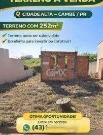 83453041232772baa655cc2964960b59a5257318 · Terreno à venda, 252 m² por R$ 120.000,00 - Cidade Alta - Cambé/PR