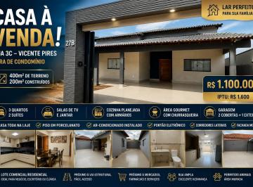 Casa de 3 quartos, Vicente Pires · Casa à Venda na Rua 3C-VICENTE PIRES-FORA DE CONDOMÍNIO - 400m² de terreno com 200m² construídos