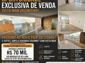 Apartamento · 90m² · 2 Quartos · 1 Vaga · Vista Mar,2 Dorm,2Suítes,1Vaga,Sacada Gourmet,Lazer Completo,Entrada de Apenas R$ 70Mil,Novinho e Pr