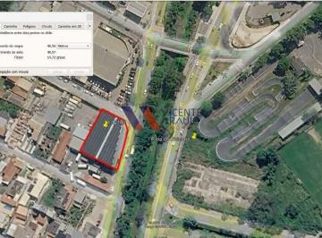 Vista aeréa demarcada · Lote comercial com 1.121m² em Avenida de Alto Fluxo 