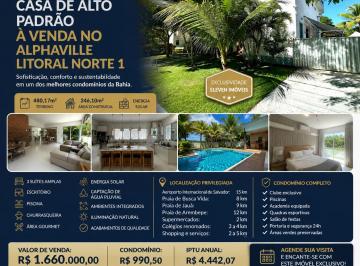 Casa de 3 quartos, Camaçari · CASA DE ALTO PADRÃO À VENDA NO ALPHAVILLE LITORAL NORTE 1 | 3 SUÍTES | ENERGIA SOLAR | PISCINA | 480
