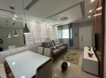 1bb9c59431414685e57d4a72c27b8ad167fa1c49 · Sobrado frontal com 3 quartos sendo 1 suíte, área gourmet, 2 vagas à venda, 109 m² por R$ 640.000 - 