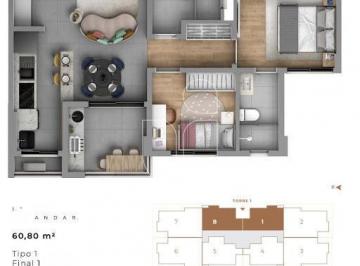 Apartamento · 60m² · 2 Quartos · 1 Vaga · Apartamento em Mond Club Residence - Marília, SP