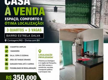 Casa de 3 quartos, Contagem · Casa Ampla, 3 Quartos e 3 Vagas – Estrela Dalva | Contagem, REGIÃO DA PAMPULHA,
R$ 350.000