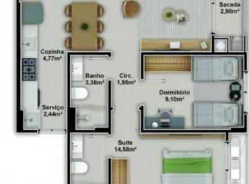 Apartamento · 63m² · 2 Quartos · 1 Vaga · Apartamento em Coqueiros, Florianópolis/SC de 63m² 2 quartos à venda por R$ 910.377,00