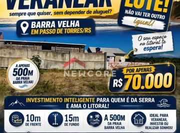 Terreno · 150m² · Lote em Rua Quartoze - Barra Velha - Passo de Torres/SC