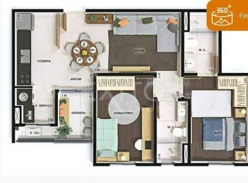 Apartamento · 68m² · 2 Quartos · 1 Vaga · Apartamento para venda em Jardim Do Lago de 68.00m² com 2 Quartos, 1 Suite e 1 Garagem