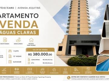 Apartamento de 1 quarto, Águas Claras · Apartamento 1 Suíte à Venda em Águas Claras, Edifício Ícaro, Andar Alto, Garagem e Lazer Completo