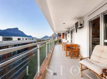 Varanda - Conecta 3 quartos e sala (1º andar) · COBERTURA À VENDA NO LEBLON - PISCINA E VISTA PANORÂMICA: CRISTO, LAGOA E DOIS IRMÃOS • 239m² • 2 VA