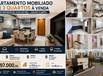 Apartamento de 3 quartos, Águas Claras · Apartamento Mobiliado de 3 Quartos | Vista Livre | Ao Lado do Parque de Águas Claras.