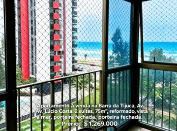 Apartamento de 2 quartos, Rio de Janeiro · Barra da Tijuca | Av. Lucio Costa (RHR) Apartamento 2 suites, 75m² - Vista Mar e Lagoa