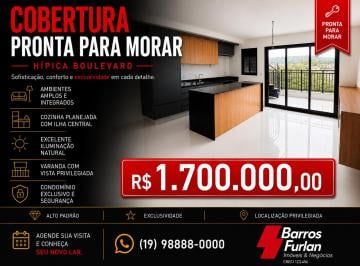 Apartamento de 3 quartos, Campinas · * COBERTURA A VENDA - HIPICA BOULEVARD RESIDENCIAL -PRONTA PARA MORAR