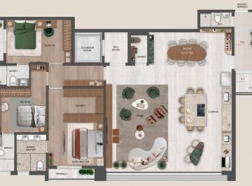 Planta 01 - 3 dorm 185m² · Apartamento em Vila Tramontano São Paulo SP