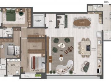 Planta 01 - 3 dorm 185m² · Garden em Vila Tramontano São Paulo SP