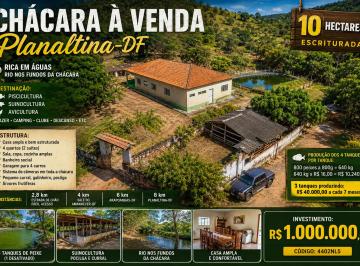 Rural de 4 quartos, Planaltina · Chácara 10 ha Escriturada em Planaltina-DF | Piscicultura, Suinocultura, Rio, Casa 4 Quartos