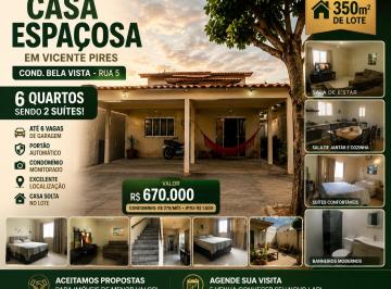 Casa de 6 quartos, Vicente Pires · Casa 6 Quartos Vicente Pires Rua 5 350m² 2 Suítes Condomínio Bela Vista 6 Vagas