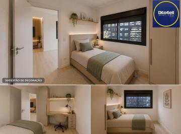 Sugestão de decoração por IA - mobilia e piso não inclusos. · Apartamento de 1 quarto e 1 vaga de garagem no GO CARLOS GOMES