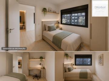 Sugestão de decoração por IA - mobilia e piso não inclusos. · Apartamento de 1 quarto e 1 vaga de garagem no GO CARLOS GOMES