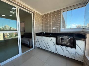 Apartamento · 68m² · 2 Quartos · 1 Vaga · Apartamento 2 dorms (1 suíte) com vista mar no Canto do Forte – 68,32 m², varanda gourmet e 1 vaga