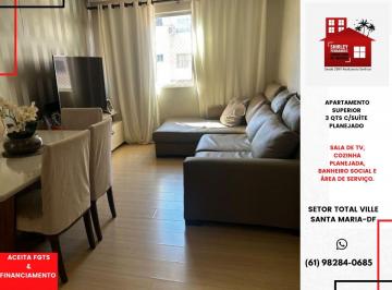 Apartamento de 3 quartos, Santa Maria · Apartamento Superior 3 Qts c/ suíte planejado Qd. 101 Setor Total Ville-DF