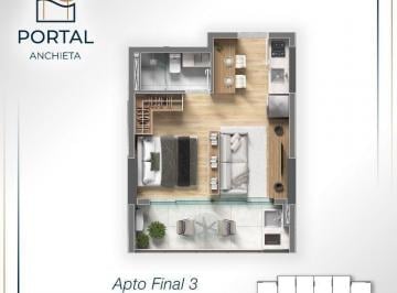 Comercial · 37m² · 1 Quarto · Studio em Centro, São Vicente/SP de 37m² 1 quartos à venda por R$ 355.008,00